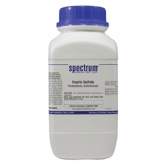 Cupric Sulfate, Pentahydrate, Biotech Grade: 7758-99-8, 249.69, CuSO4 x  5H2O, Plastic, Bottle