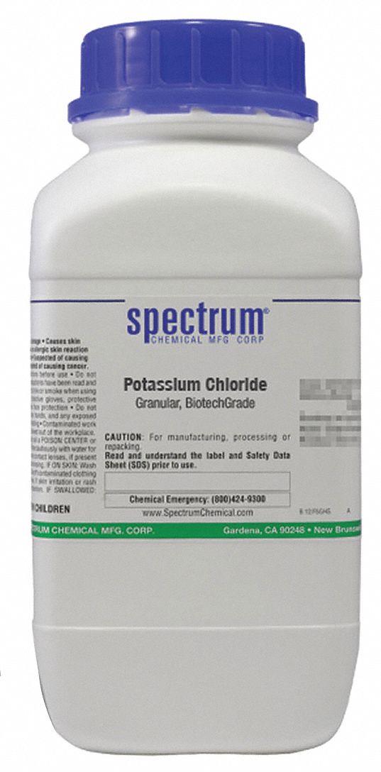 Potassium Chloride: Lab, 2.5 kg, 7447-40-7, Reagent, Powder, Bottle, Plastic, 24 mo Shelf Life, 1