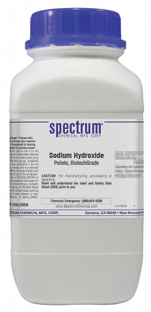 Sodium Hydroxide: Lab, 2.5 kg, 1310-73-2, Inorganic, Powder, Bottle, Plastic, 24 mo Shelf Life, 1
