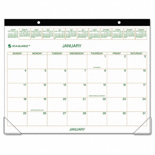 AT-A-GLANCE, 22 in x 17 in Sheet Size, White, White Monthly Desk Pad ...