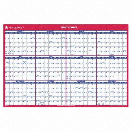 ATAGLANCE Erasable Yearly Wall Calendar, Format 12 Months Per Page