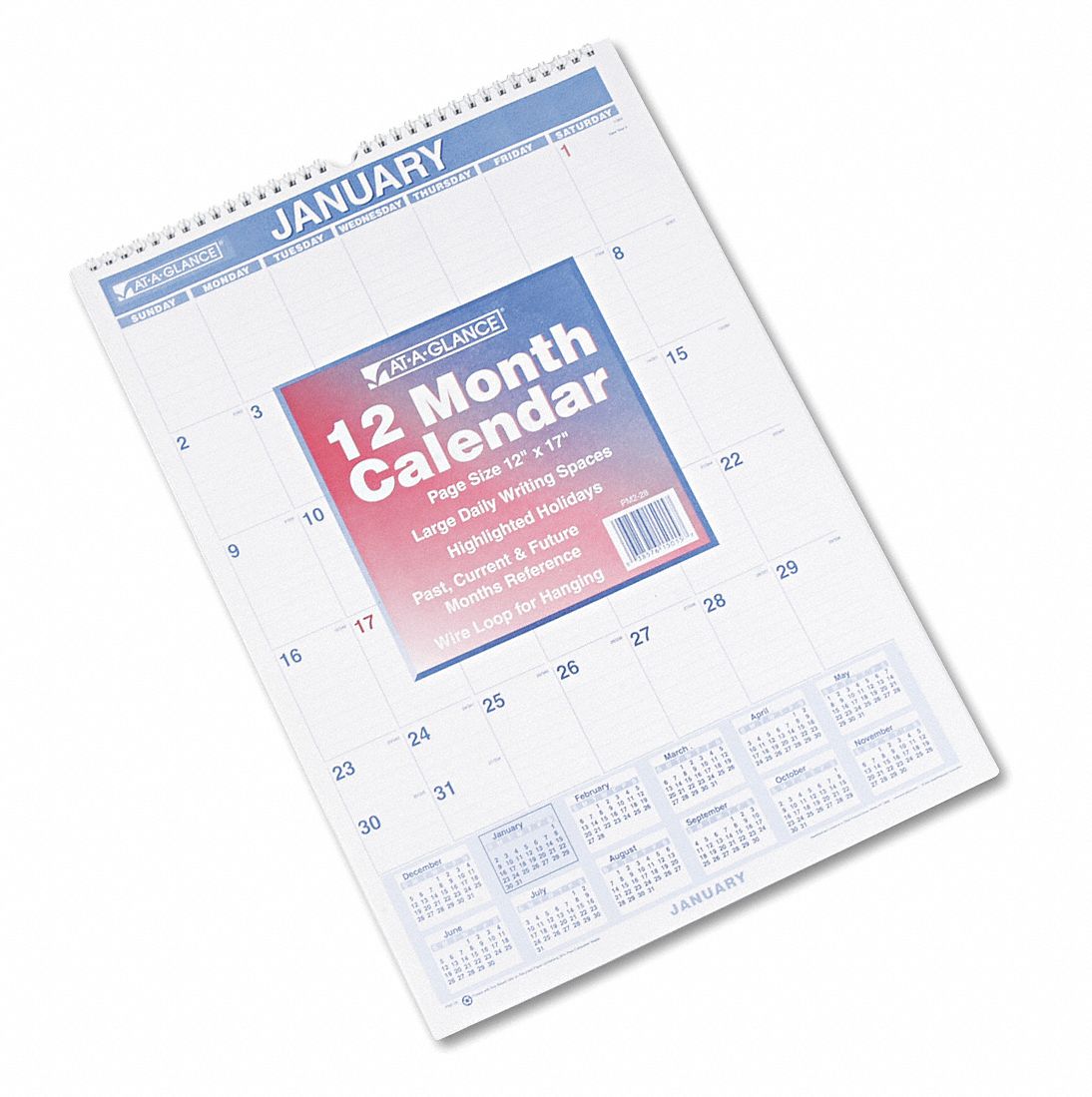 ATAGLANCE Wall Calendar, Format One Month Per Page, Sheet Size 12 x