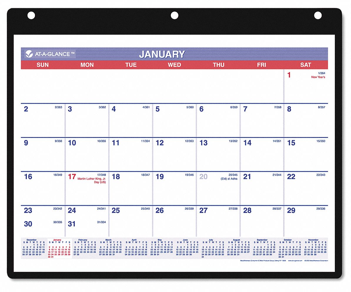 ATAGLANCE Desk/Wall Calendar, Format One Month Per Page, Sheet Size