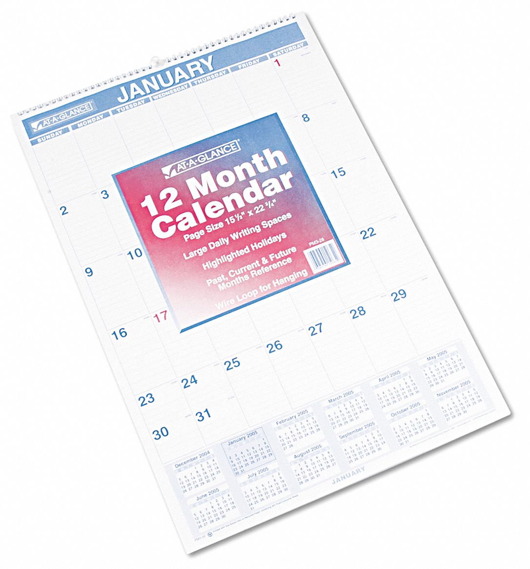 ATAGLANCE, White Wirebound Monthly Wall Calendar 6RMP9AAGPM328