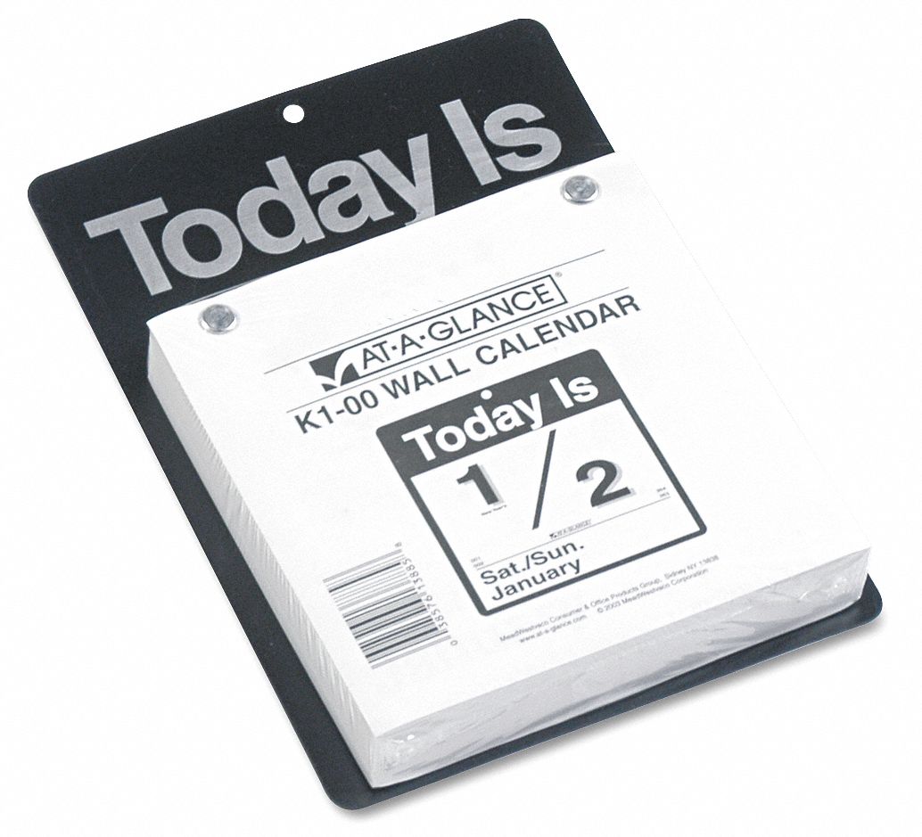 AT A GLANCE 6 5/8 in x 9 1/8 in Sheet Size White Daily Wall Calendar