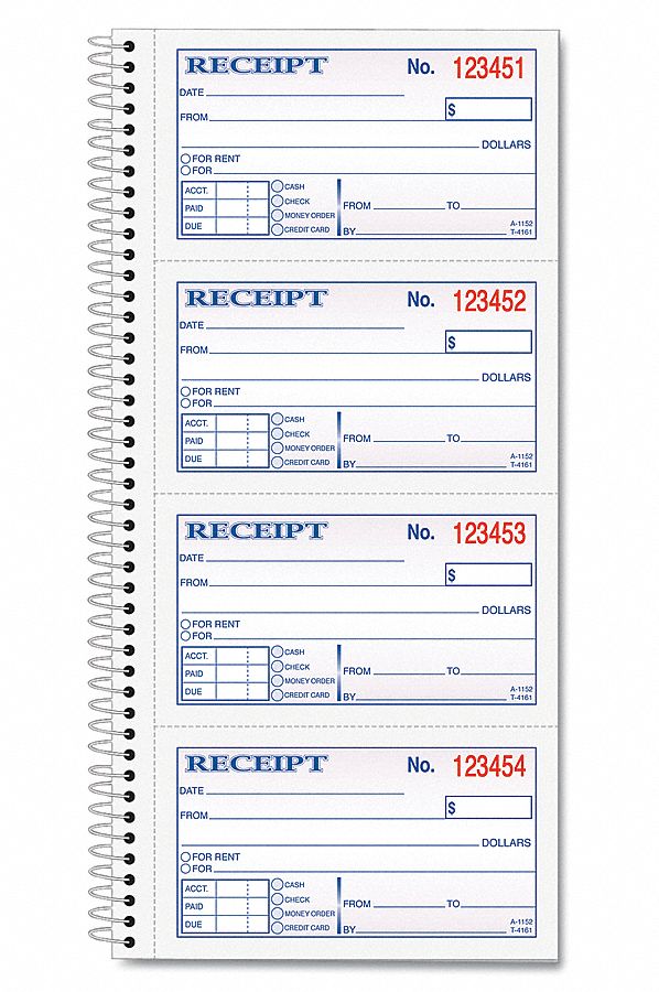 5 in Lg, 2 3/4 in Wd, Money/Rent Receipt Book - 6RNH8|TOP4161 - Grainger