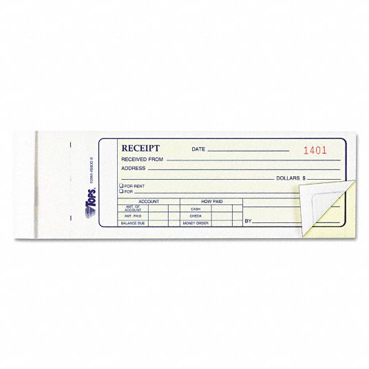 7 1/4 in Lg, 2 3/4 in Wd, Money/Rent Receipt Book - 6RNH9|TOP46800 ...