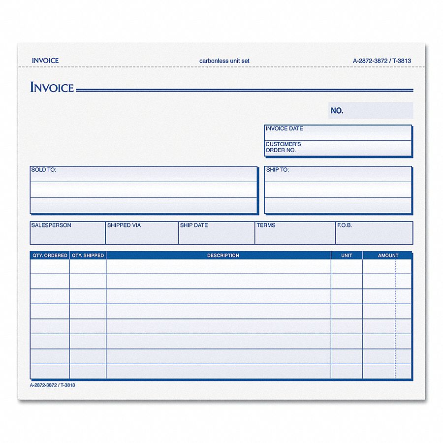 Invoice Forms, Number of Sheets 50, 8 Entries Per Form, Number of ...