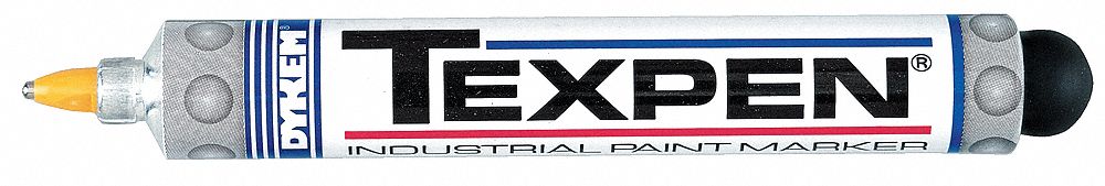 Liquid Paint Marker: 1 mm Tip Wd, Stainless Steel Roller Ball, Yellow, Round