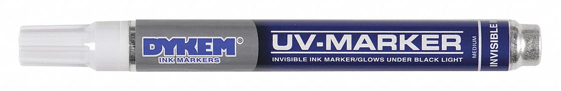 Dykem Permanent UV Marker with Medium Tip size, Clear-Invisible 91195-1