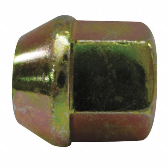 GRAINGER APPROVED M141.50 Hex Bugle Wheel Nut, Zinc Yellow Finish, Steel, Right Hand, PK25