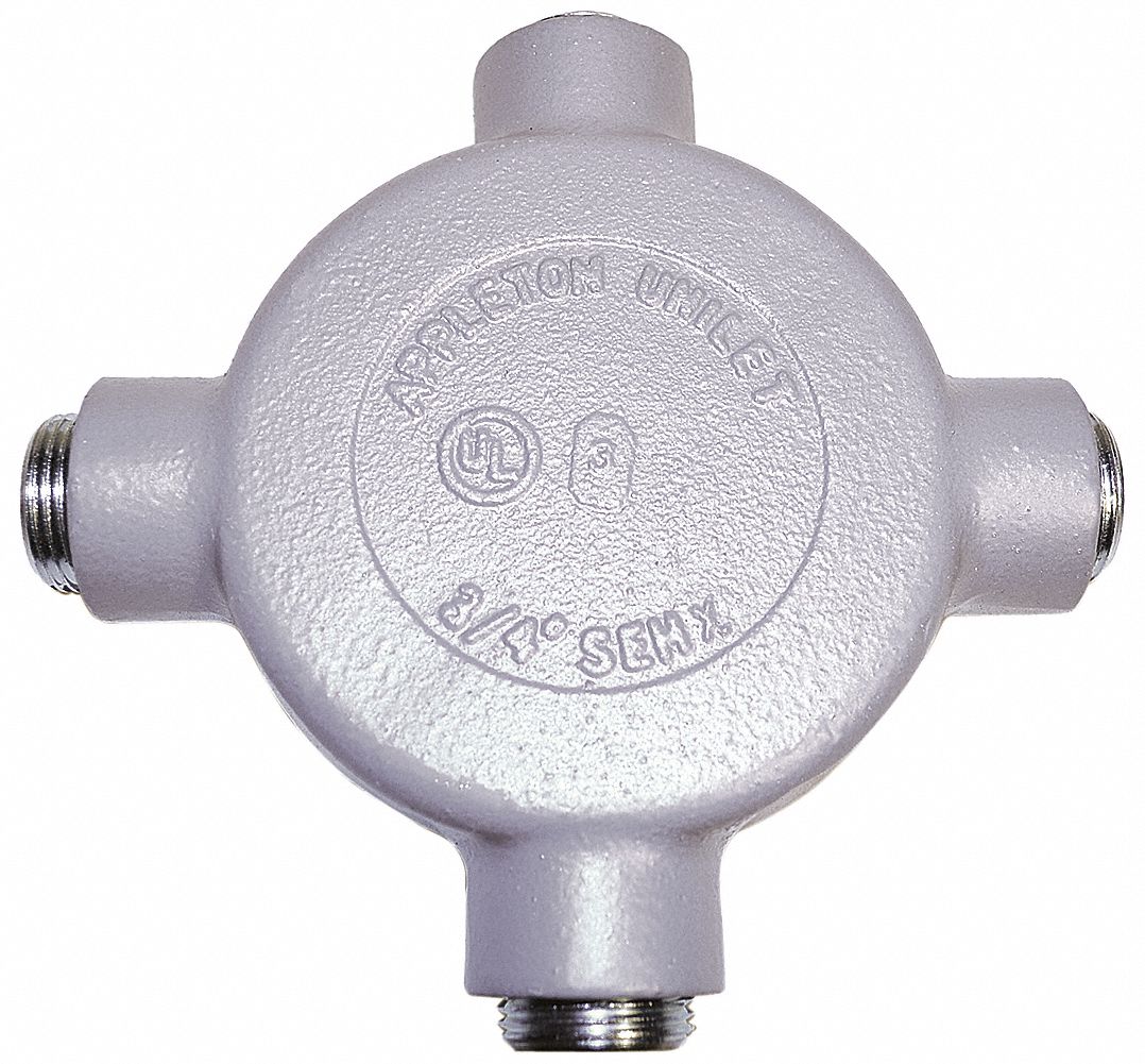 APPLETON ELECTRIC Conduit Outlet Body, Iron, X, 1/2 In. 6RUU5SEHX50