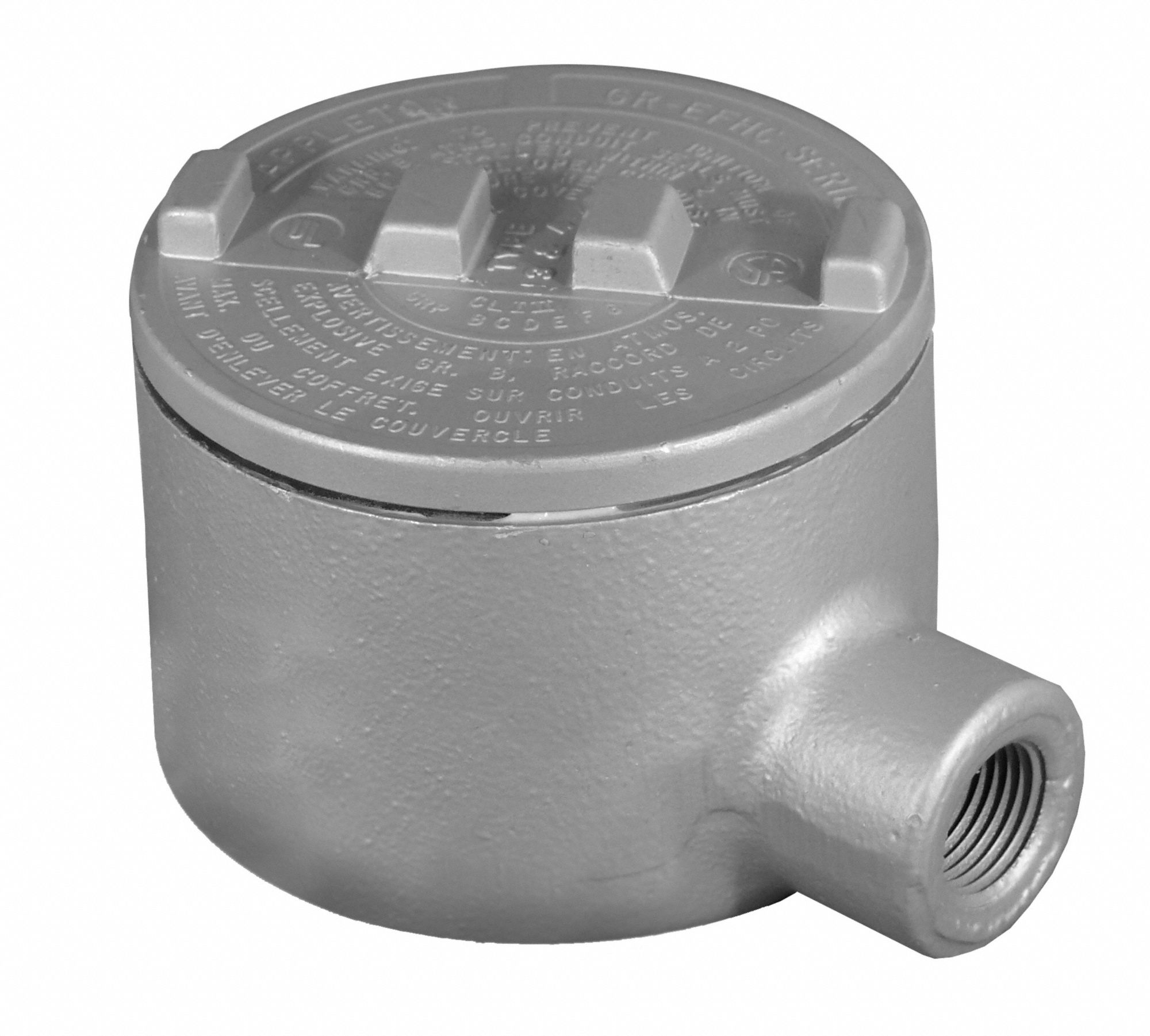 Conduit Outlet Body: Iron, Triple Coat Epoxy Coating, GR, 1/2 in Trade Size, E Body, Threaded