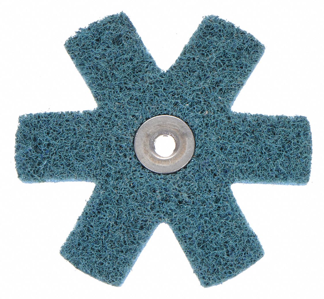 SCOTCHBRITE, 4 in Dia, 1/4"20 Eyelet, Abrasive Star 6RV60