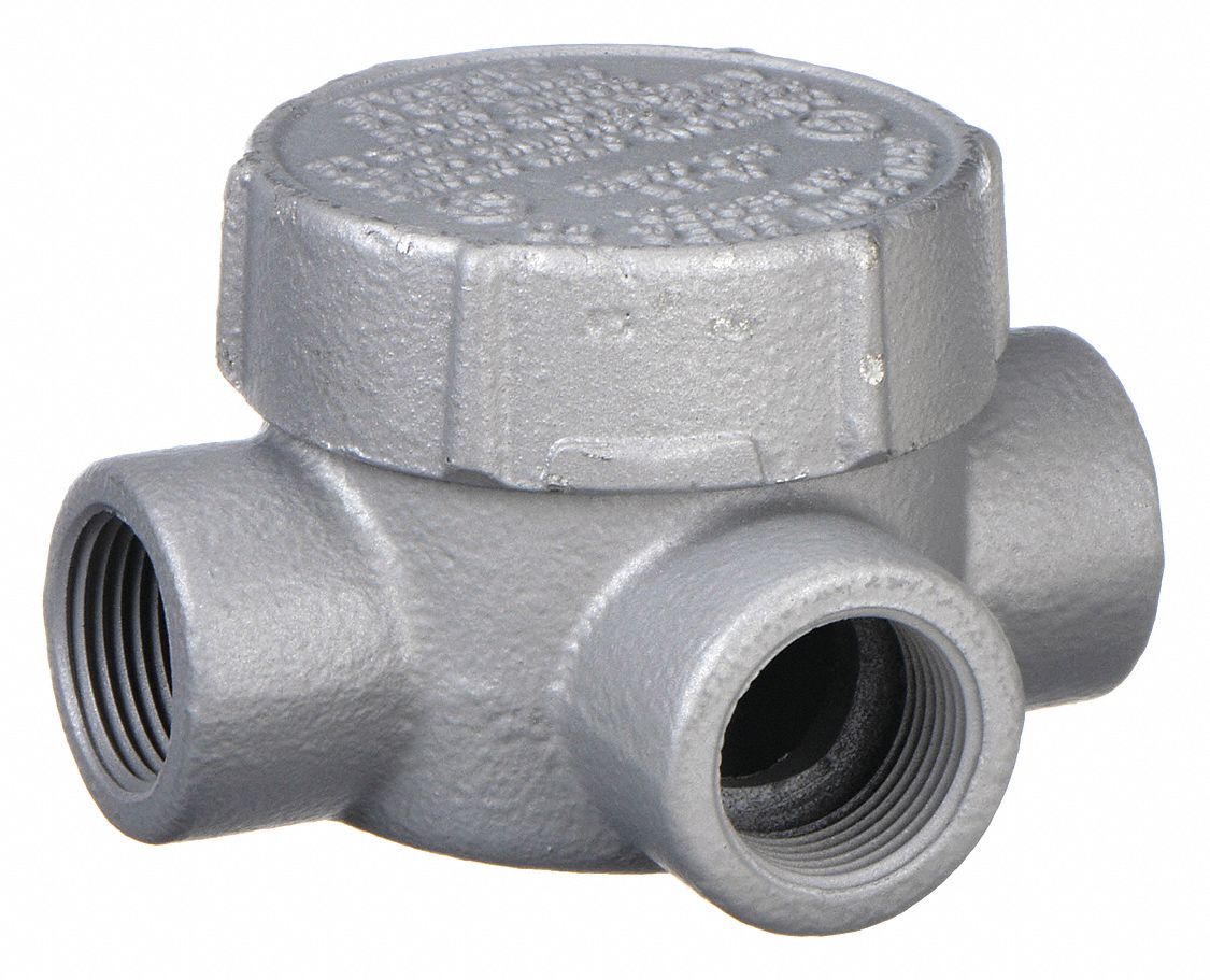 Conduit Outlet Body: Iron, GRJ, 1/2 in Trade Size, T Body, 7.3 cu in Body Capacity