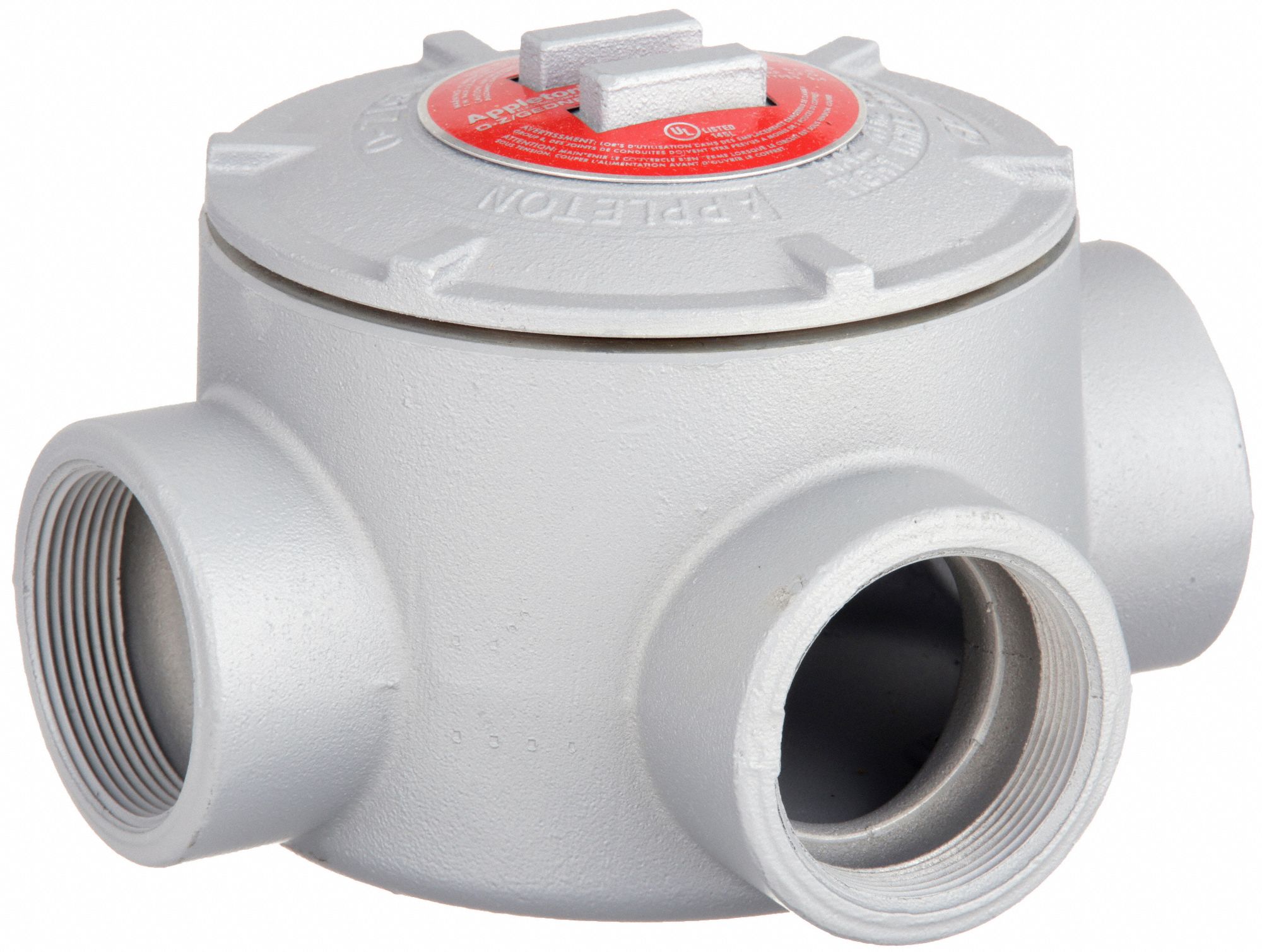 Conduit Outlet Body: Aluminum, GR, 1 1/2 in Trade Size, T Body, 72 cu in Body Capacity