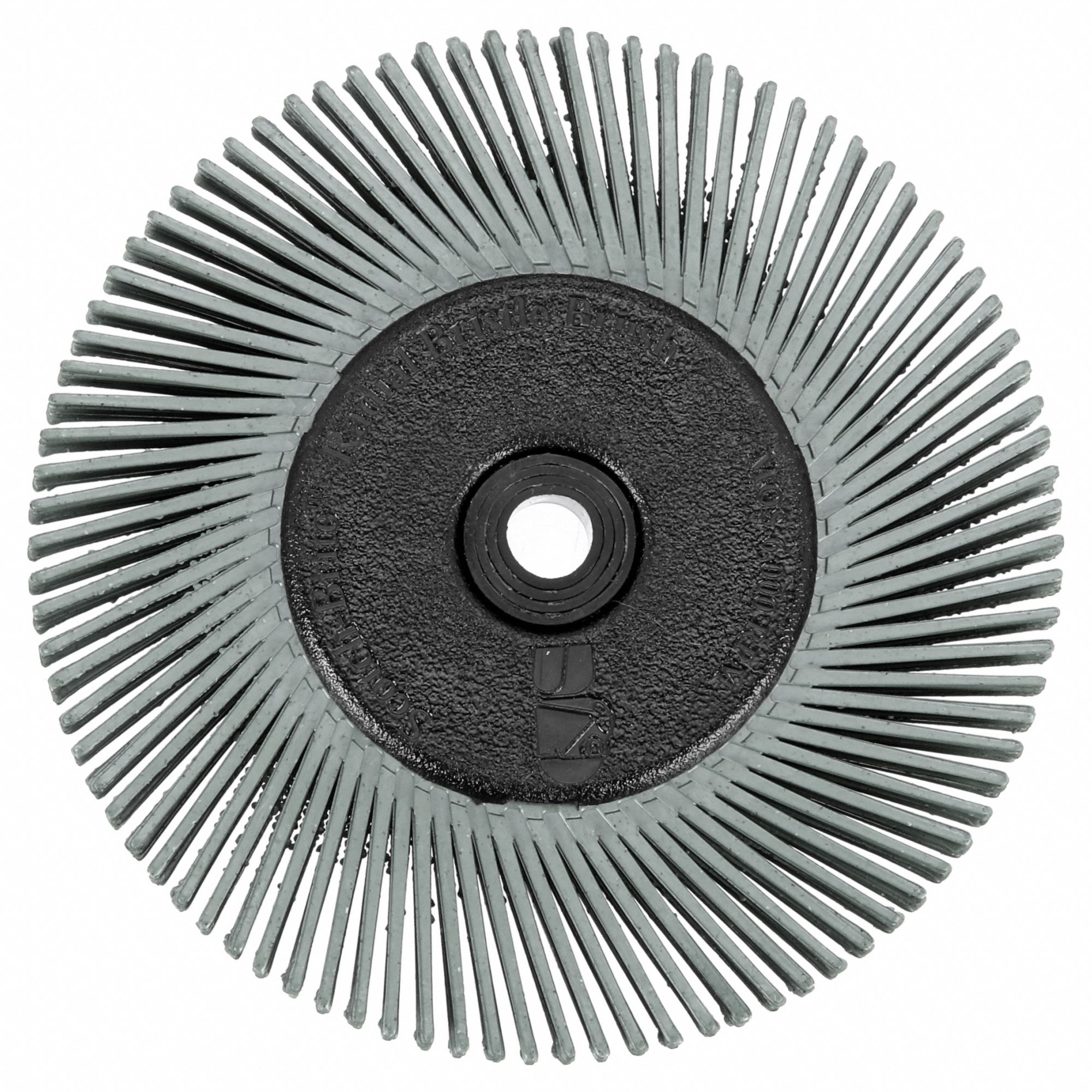 Radial Bristle Brush: Type A, 6 in Dia x 1/2 in Wd, 1 in Arbor, Ceramic, 50 Grit