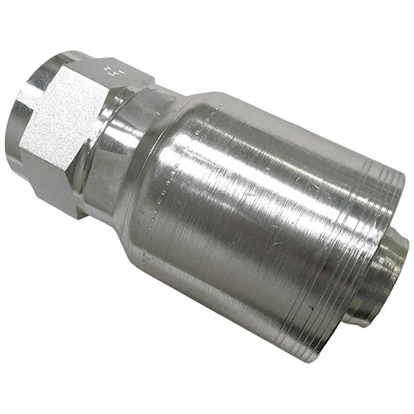 Hydraulic Crimp Fitting: Carbon Steel, Straight, -20 For Hose Dash Size, Female, Swivel