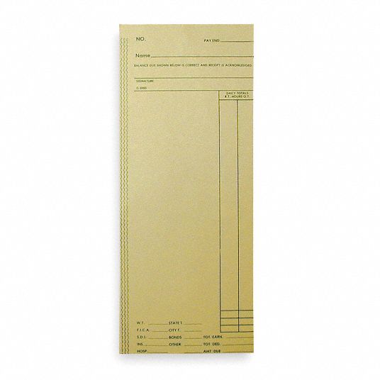 AMANO Time Cards Payroll, 1 Sides, BiWeekly/Weekly, 8 1/4 in Ht, 3 3/8 in Wd, 1,000 PK 6T190