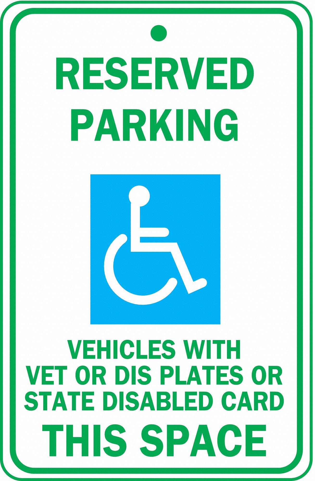 ZING Handicap Parking Sign, Aluminum, 18