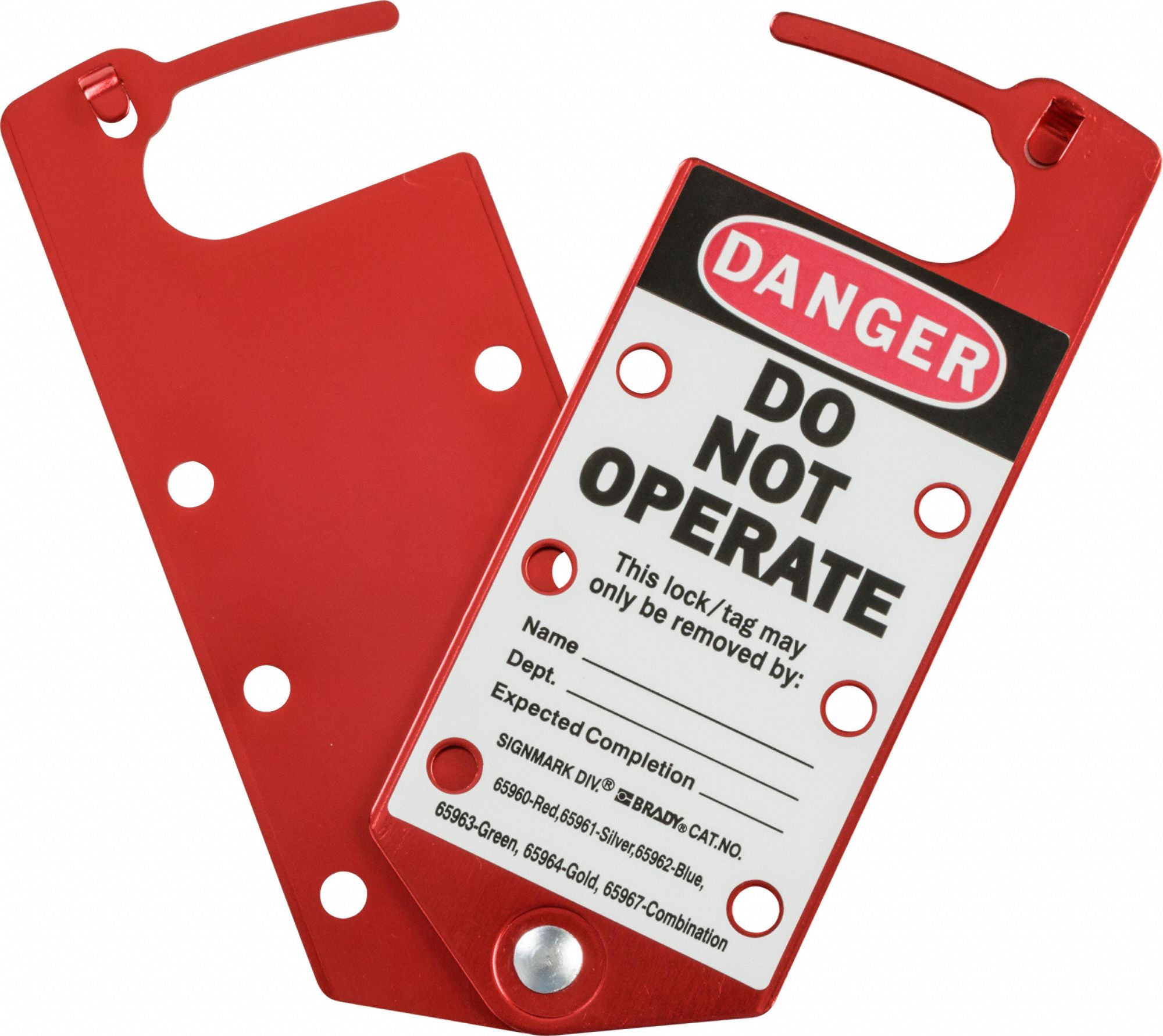 BRADY Labeled Lockout Hasp, SnapOn Lockout Hasp Style, Aluminum