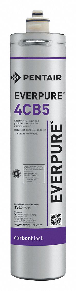 Quick-Connect Water Filter: 5 micron, 1.7 gpm, 14 1/2 in Overall Ht