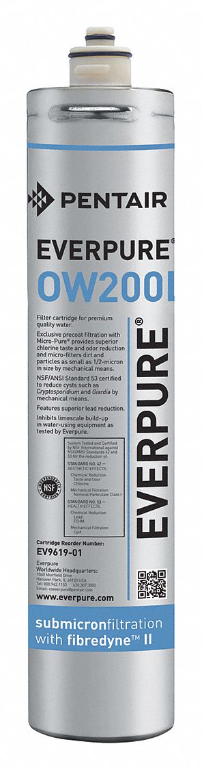 Quick-Connect Water Filter: 0.5 micron, 0.5 gpm, 480 gal, 17 in Overall Ht