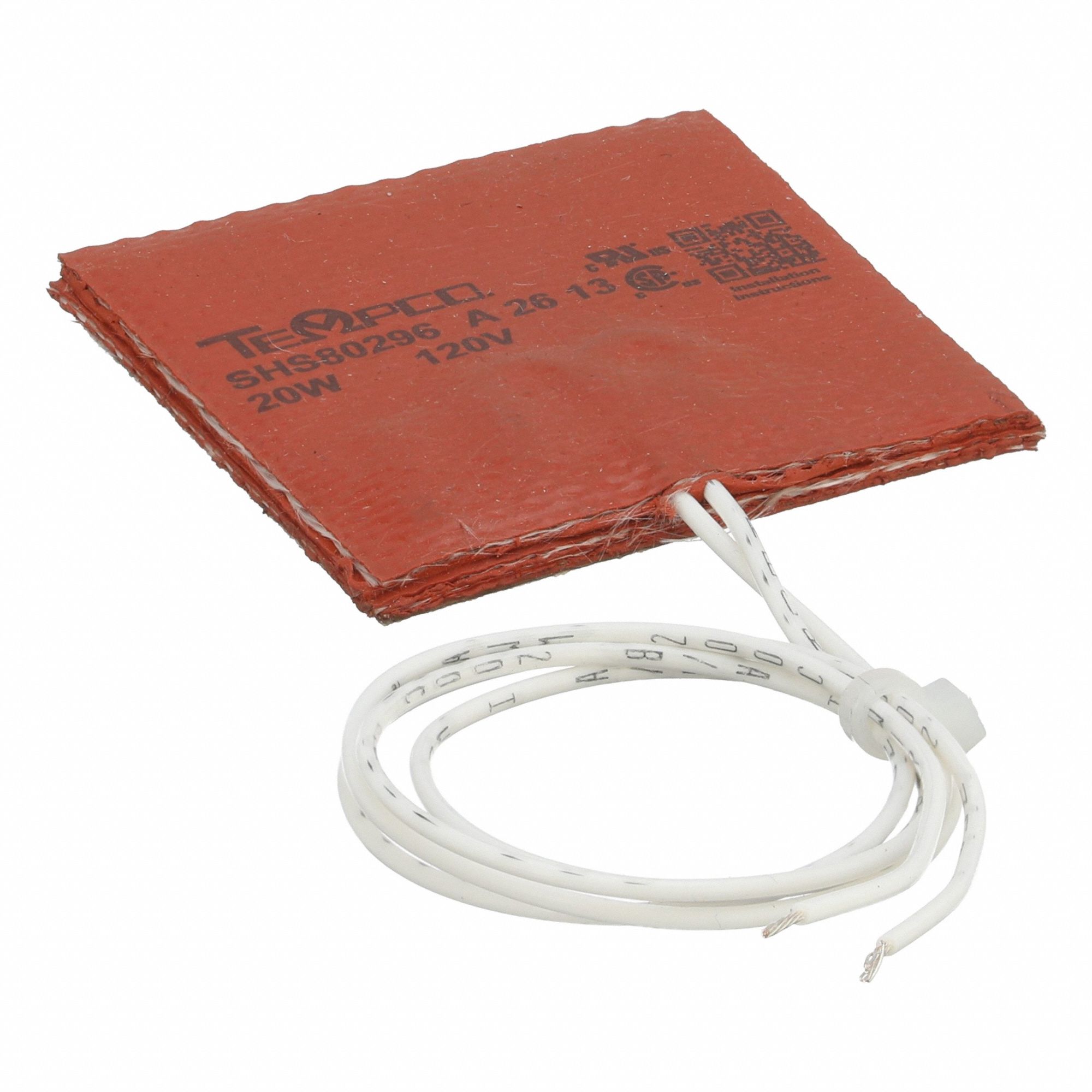 Flexible Strip Heater: 20 W Watt, 120V, Adhesive Backing, Silicone Rubber