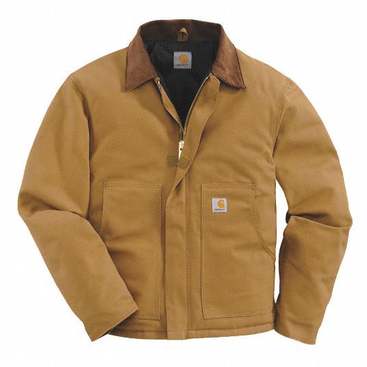 CARHARTT Jacket, 100% Ring Spun Cotton Duck, Brown, Zipper Closure Type ...