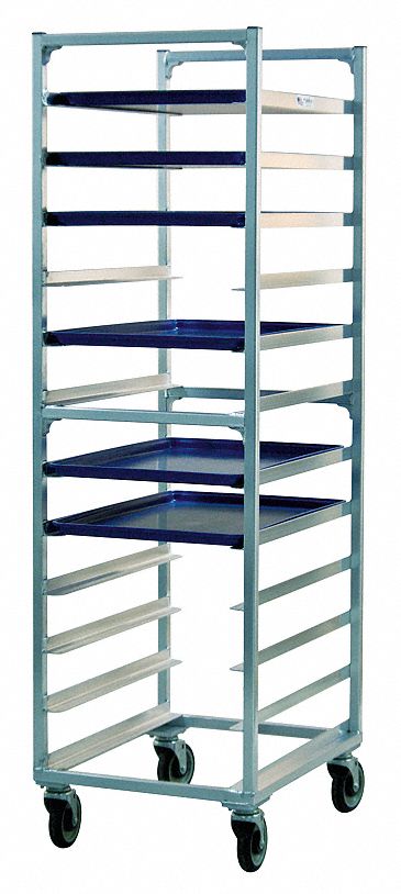 Bun Pan Rack: 12 Slots, 5 in Betw Shelves, 700 lb Capac, 20 3/8 in Wd, 26 in Dp