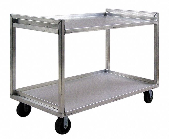 Utility Cart: 2, 000 lb Max Load Capacity, 2 Shelves, 41 in Overall Ht, 37 in Overall Lg
