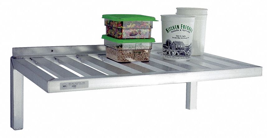 T-BAR WALL SHELF, 60 IN X 20 IN X 13 IN, 60 IN X 20 IN, 500 LB LOAD CAPACITY, ALUMINUM