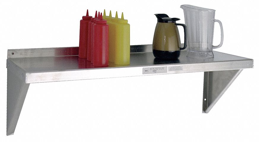 WALL SHELF, 36 X 15 X 13 IN, 36 X 15 IN, 300 LB LOAD CAPACITY, ALUMINUM, UNFINISHED