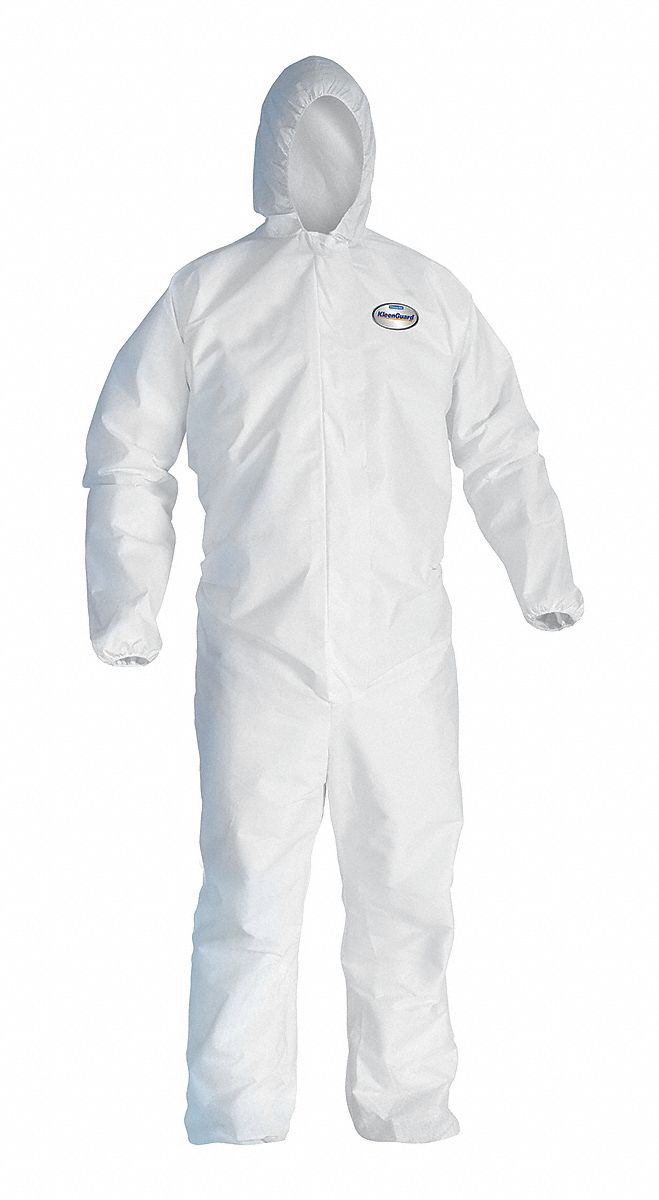 HOODED DISPOSABLE COVERALLS, SERGED SEAM, WHITE, A10, 4XL