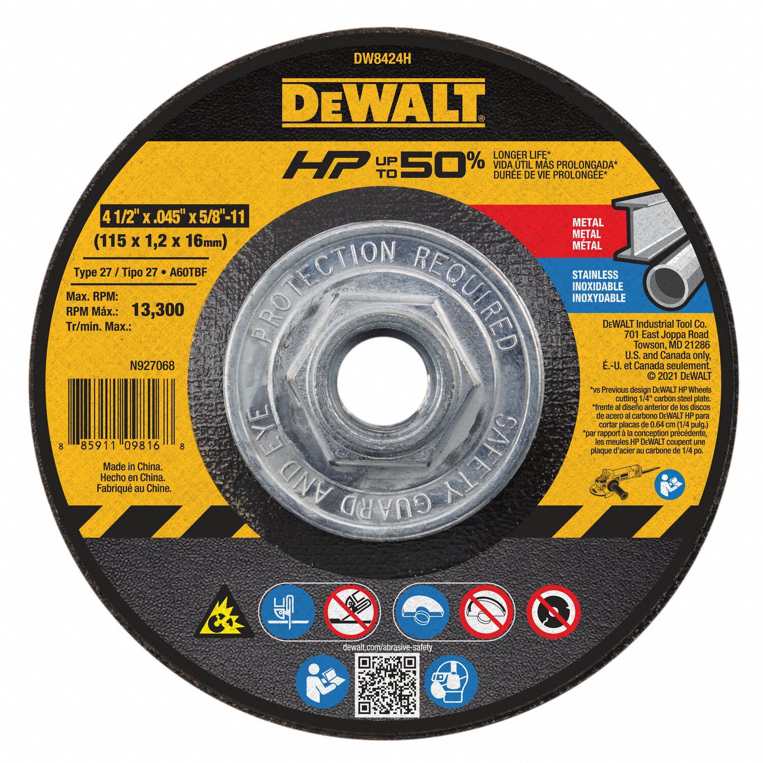 DeWALT® D284934 Type 11 Cup Wheel Guard - 4 in Flaring Cup Wheels - Black