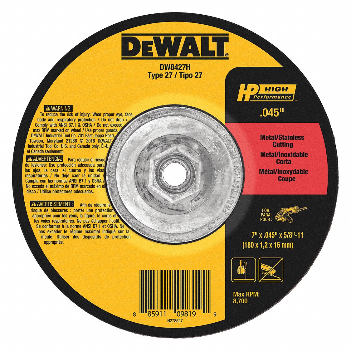 Abrasive Cut Wheel 7 Dia 60 Grit