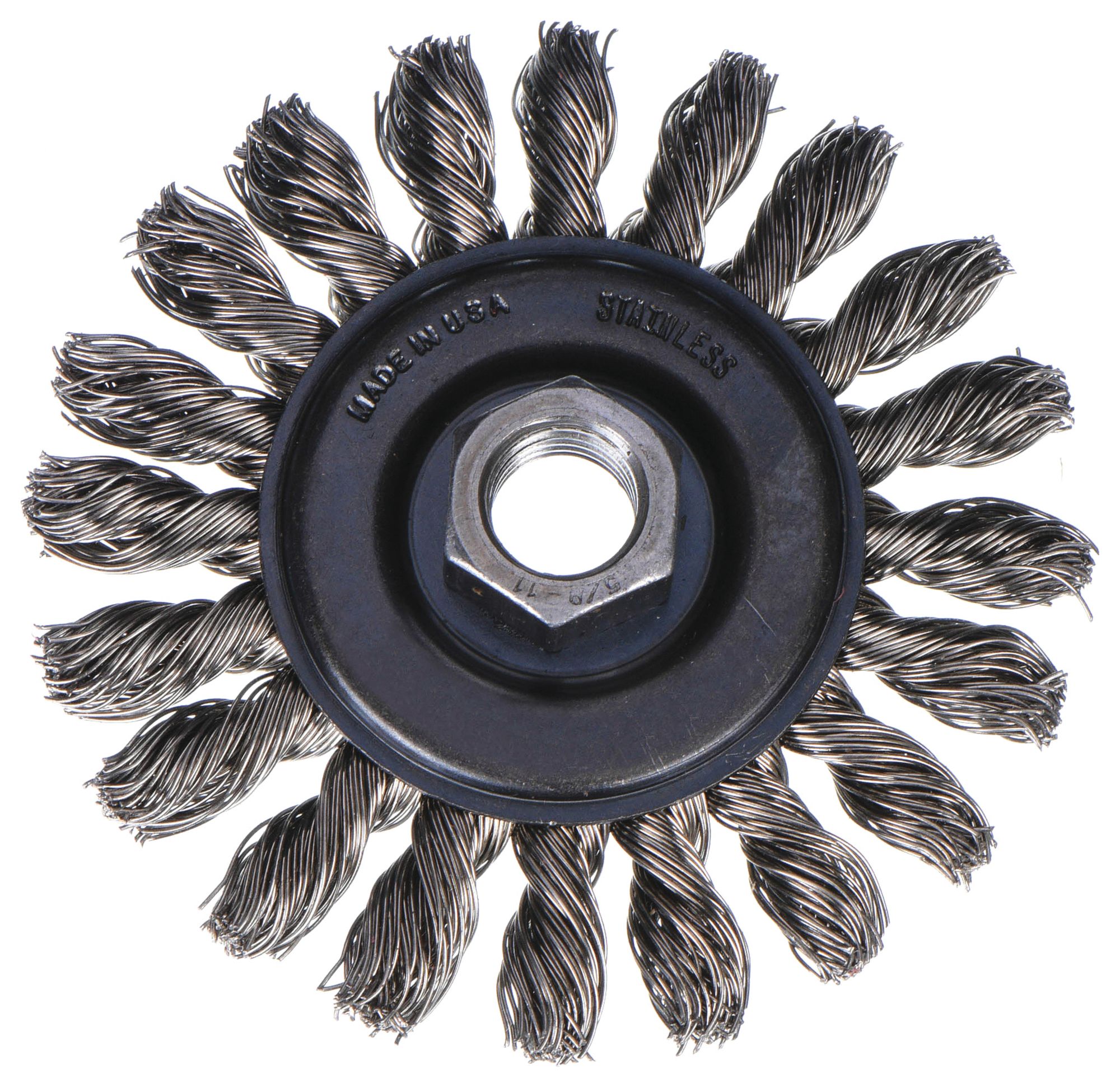 4 in Twisted Wire Wheel Brush, Arbor Hole Mounting, 0.020 in Wire Dia