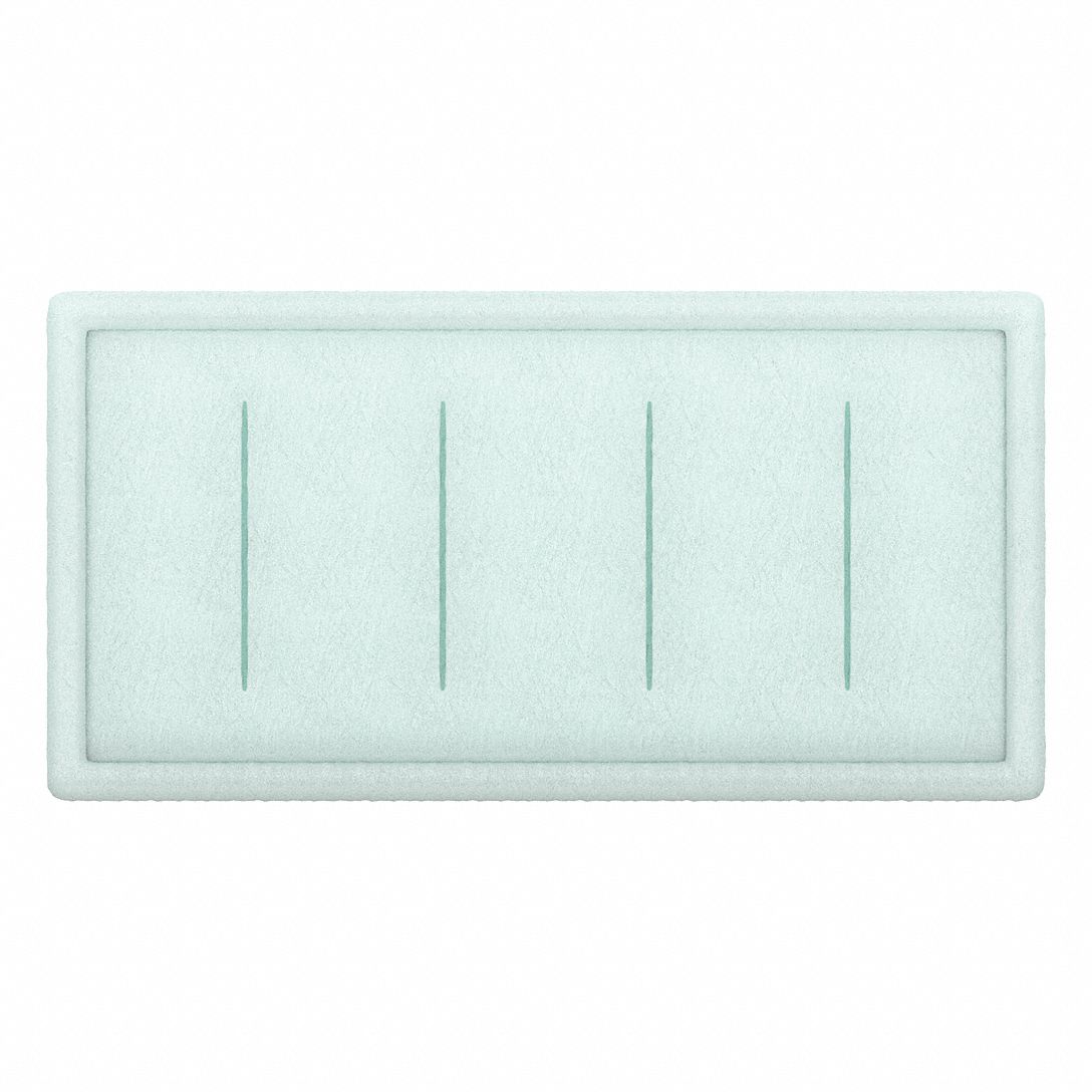Air Filter Pad: 20 in x 48 in x 2 in, Polyester, Green/White, 8 PK