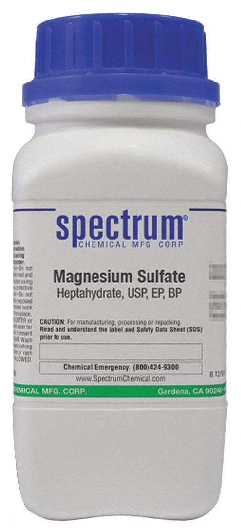 Magnesium Sulfate - Heptahydrate: USP, 500 g, 10034-99-8, Reagent, Powder, Bottle, Plastic, 1