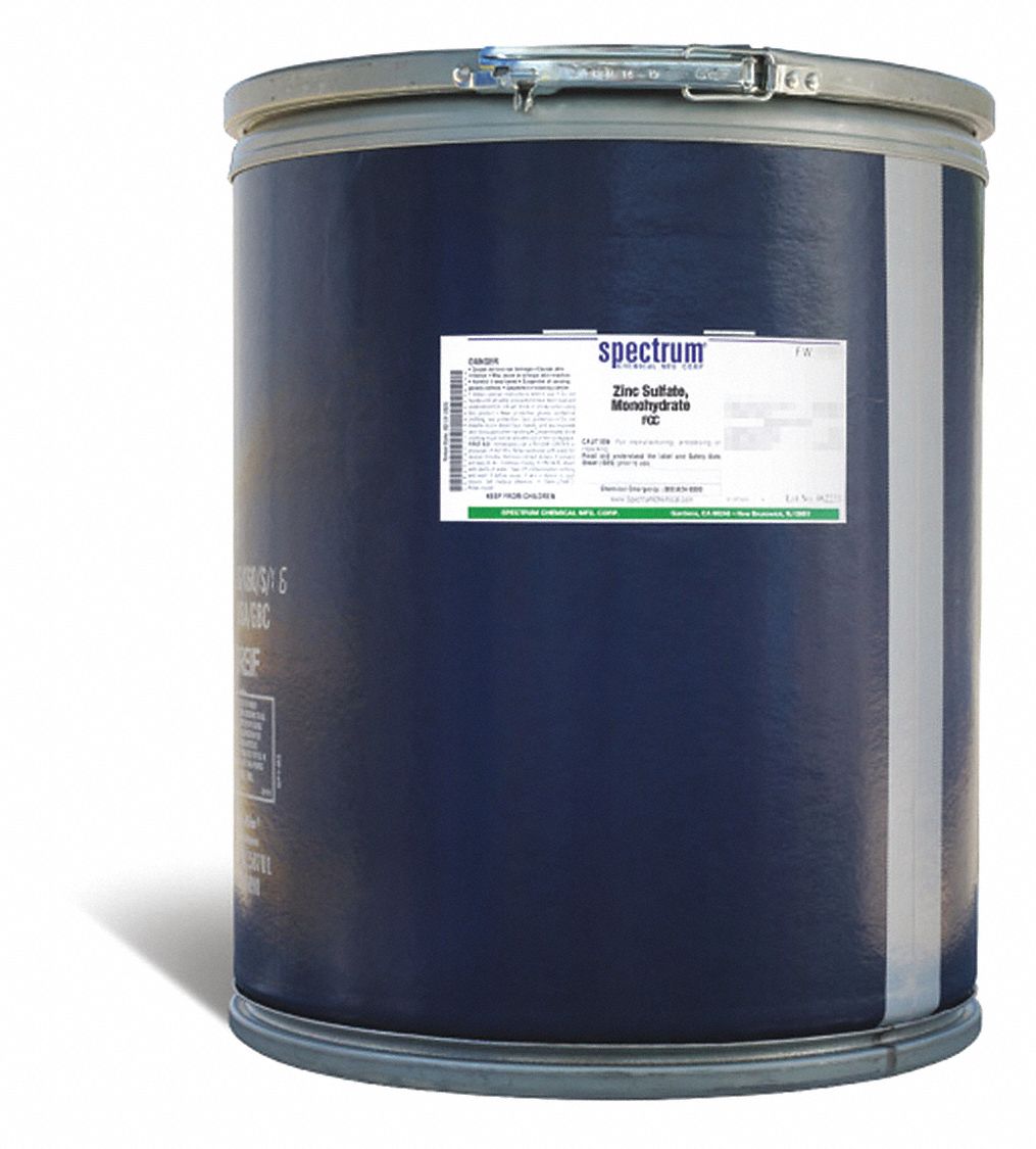 Zinc Sulfate - Monohydrate: FCC, 50 kg, 7446-19-7, Reagent, Powder, Bottle, Fiberboard, 1
