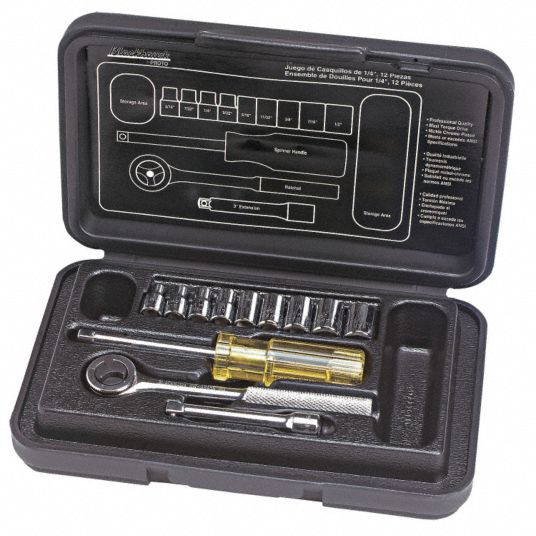 Socket Set, Drive Size 1/4 in - Grainger