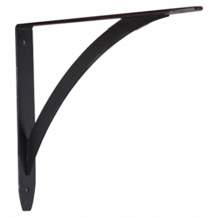 JOHN STERLING Shelf Bracket: Steel, 50 lb Load Capacity (Lb.), Black, 7 ...