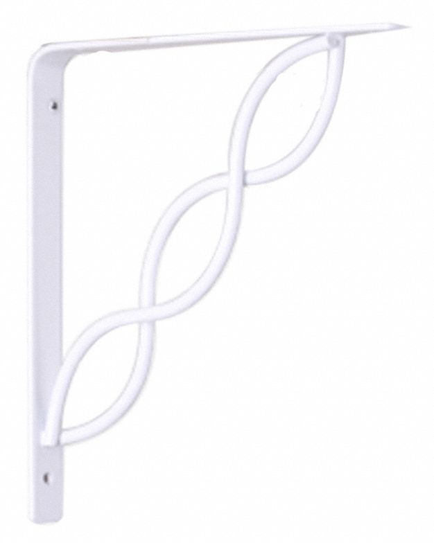 8 IN White Scroll Shelf Bracket