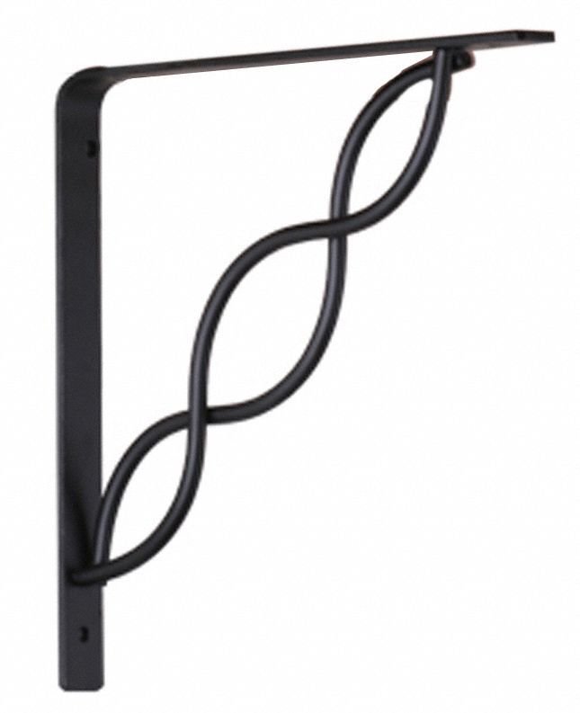 8 IN Black Scroll Shelf Bracket