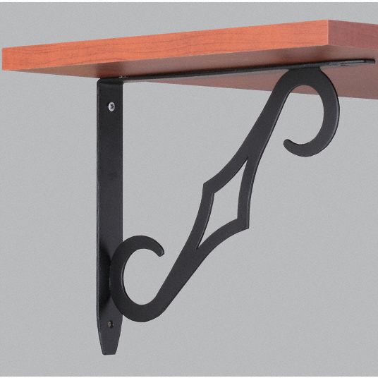 JOHN STERLING Shelf Bracket Steel, 50 lb Load Capacity (Lb.), Black, 7