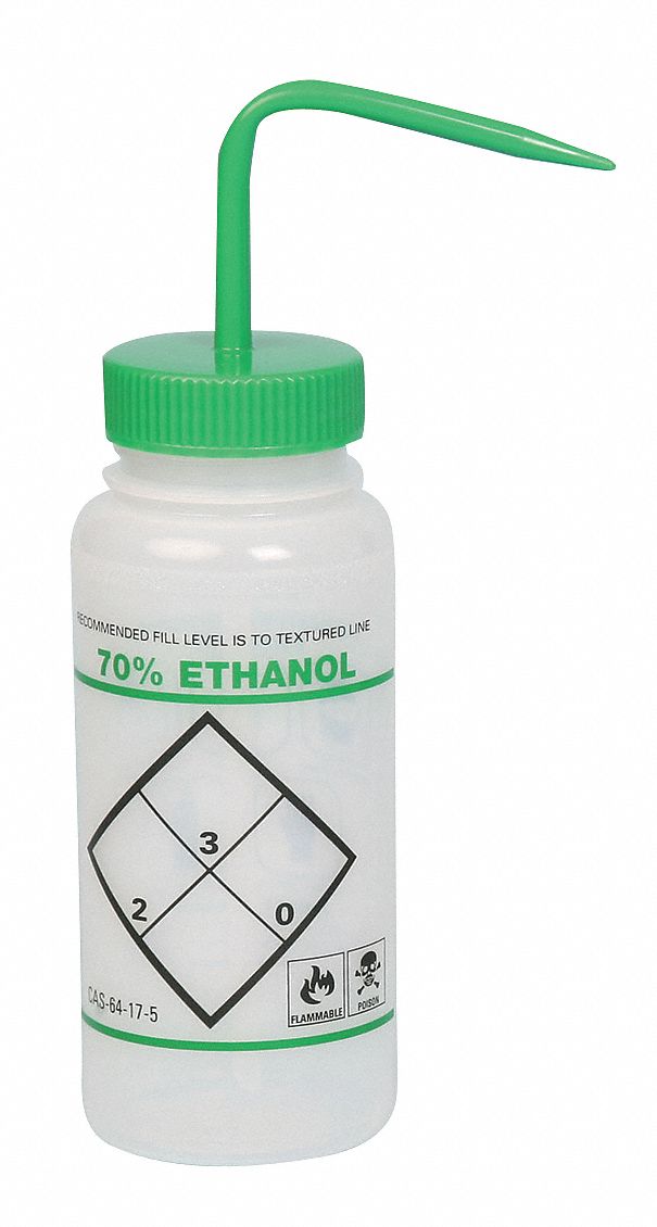 Wash Bottle: 16 fl oz Capacity - oz, 500 mL Capacity - mL, Specific Chemicals, Wide Mouth Size