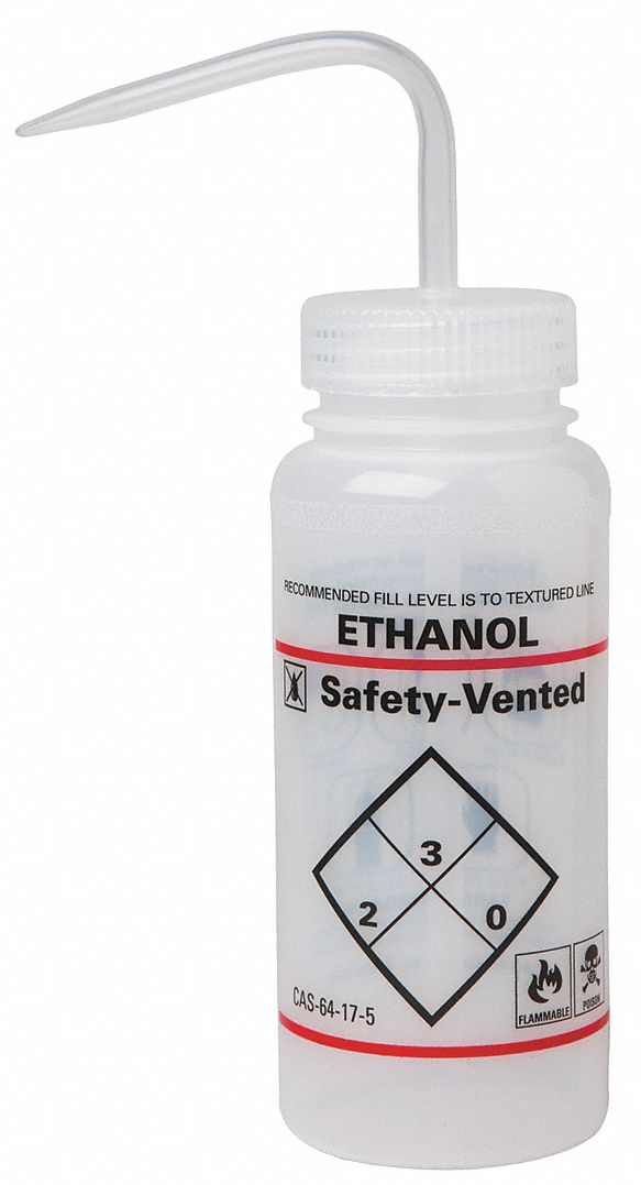 Wash Bottle Std 16 oz Ethanol White PK3