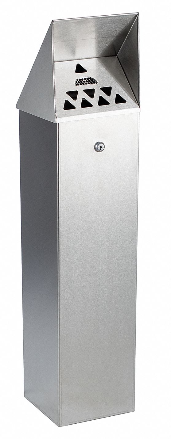 CIGARETTE RECEPTACLE,1-3/4 GAL.,SILVER