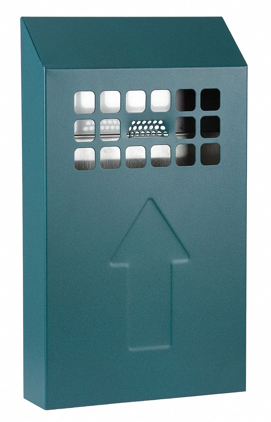 Cigarette Receptacle: 1/2 gal Capacity, 18 in Overall Ht, 10 in Overall Wd, Green