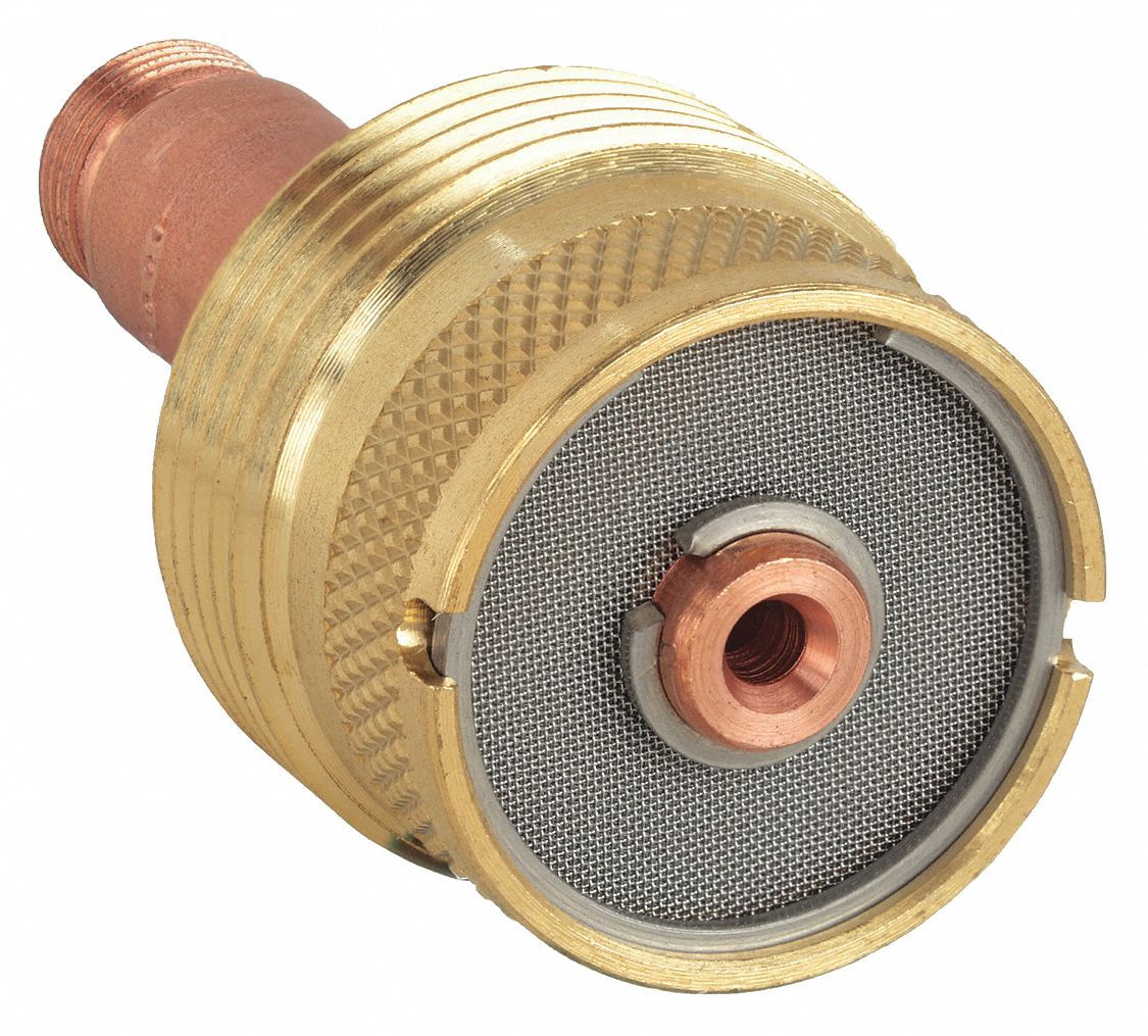 LARGE-DIAMETER GAS LENS, FOR 3/32 IN MAX ELECTRODE DIAMETER, 45V64, COPPER/BRASS